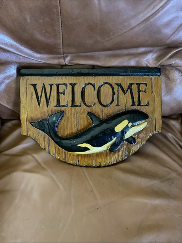 Vintage carved painted orca - carved,