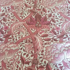 Vtg 60s 70s Jonelle "Windrush" William Morris Fabric Pink Floral Linen Damage