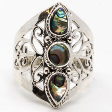 Abalone Paua Shell Natural Organic Gem Bling Ring 925 silver Size O-S Available.