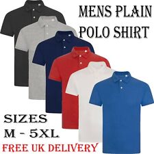 Mens Plain Polo Shirt Short Sleeve Pique Top Cotton Blend Golf BIG SIZES M-5XL