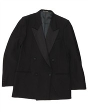 PROFILO Mens Double Breasted Blazer Jacket IT 48 Medium Black Virgin Wool AK09