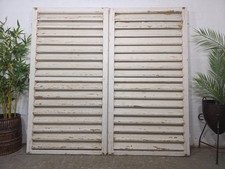 Pair Large Vintage Rustic French White Wooden Window Shutters Saloon Doors