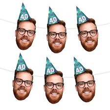 Custom Face Bunting with Party Hat & Age | Funny Personalised Birthday Banner
