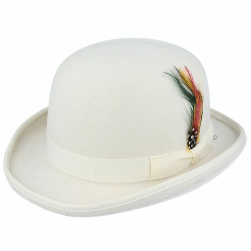White bowler hat removable - white,