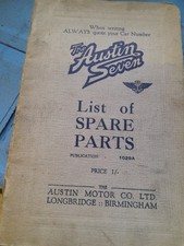 AUSTIN SEVEN LIST OF SPARE