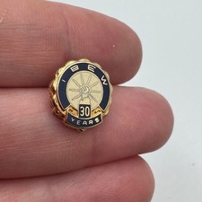 Vintage IBEW 30 Years Service Enamel Lapel Pin Tie Tack Round Union Badge
