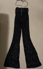 Black Lace Corset Jumpsuit Size S Worn Once Party Club Flare Sexy Valentines