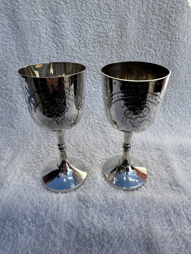 Pair silver plated goblets - of,