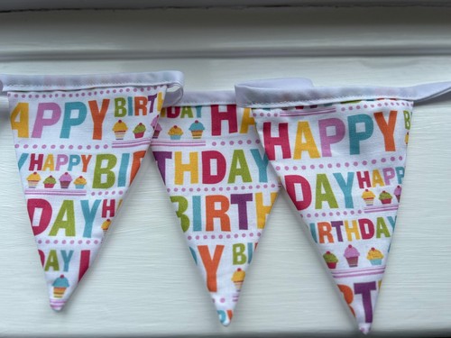 Happy birthday fabric bunting - happy,
