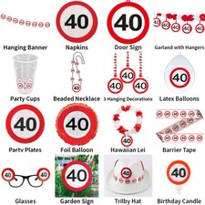 40TH BIRTHDAY TRAFFIC SIGNS THEME - PARTYWARE COMPLETE SELECTION