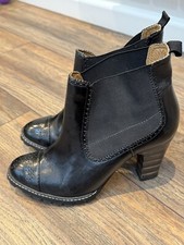 CLARKS BLACK LEATHER BROGUE ANKLE BOOTS SIZE 5 GOOD CONDITION