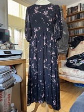 New All Saints Sadie Vimur Mid Black & Pink  Floral Dress  Size 8