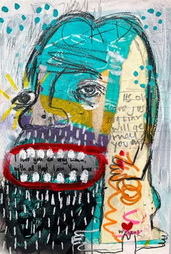 Original outsider art face - art,