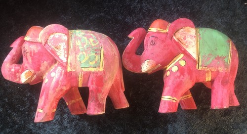Indian elephants vintage pair - elephants,