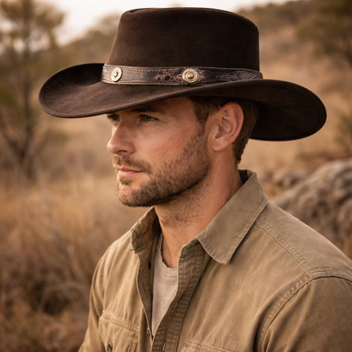 Real leather cowboy hat - cowboy, &