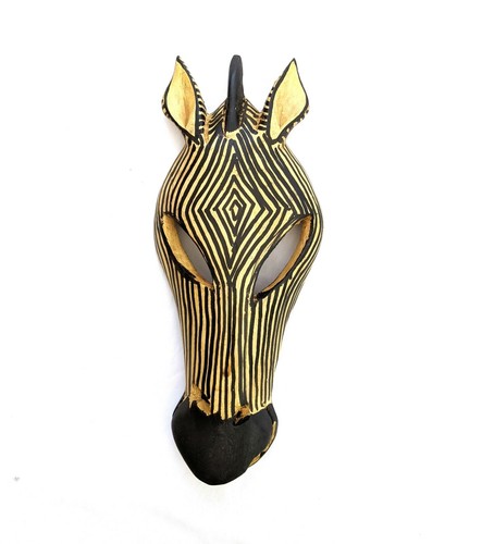 Hand carved wooden zebra mask - zebra,
