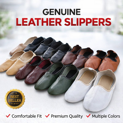 Genuine leather slippers - leather,