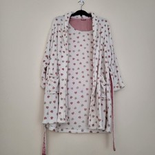 Love To Lounge Heart Print Fleece Dressing Gown Robe Size M 12/14 Peacocks