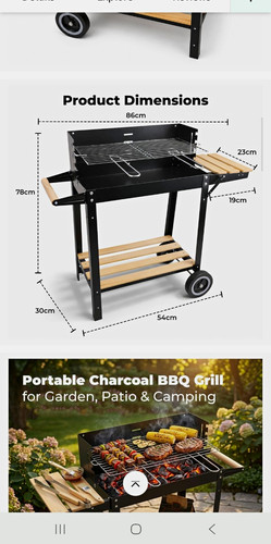 Outsunny portable charcoal bbq - portable,