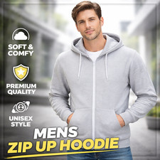 Mens Plain Fleece Zip Up Top