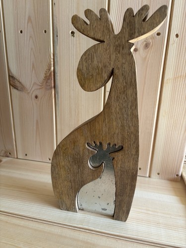 Large wooden moose - wooden, christmas