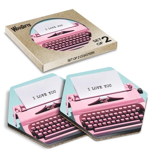 Hexagon mdf coaster pink - hexagon,