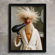 Polish Crested Chicken Bathroom Wall Art Print Gift Poster Cloakroom Loo Artwork