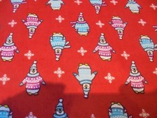 Lovely vintage Winter  Christmas  fabric. Penguins and snowflakes.
