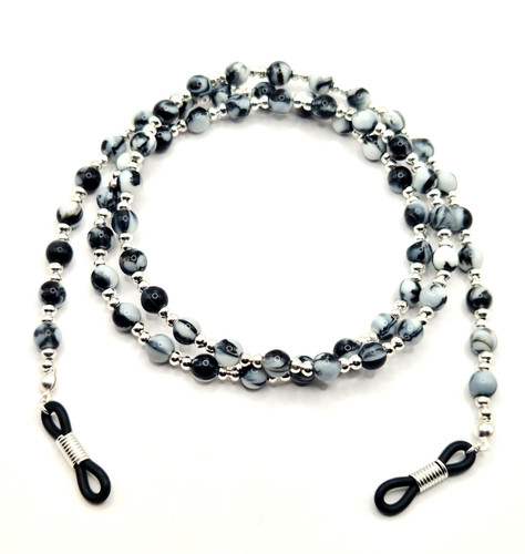 Black white marble beaded - &,