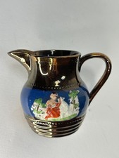 VTG ALLERTON LONGTON Pottery England Luster Copper tone Relif Scene Creamer/Jug