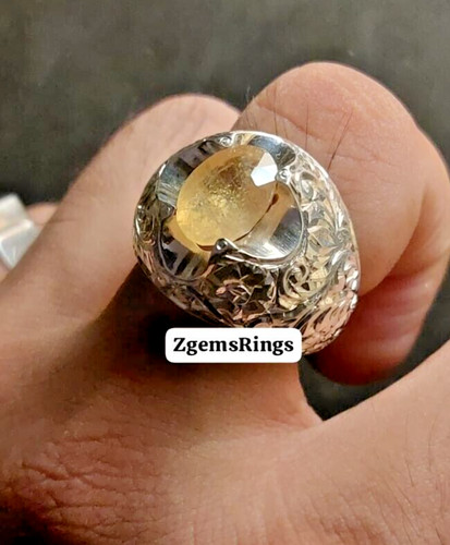 Mens yellow sapphire ring - sapphire,
