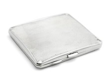 Art Deco Sterling Silver Engine Turned Cigarette Case by Samuel Levi 1939