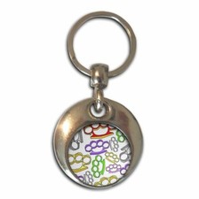 Knuckle Duster Pattern Round Metal Key Ring (37mm x 37mm)