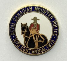 Vintage Royal Canadian Mounted Police.1873-1973 Centennial Enamel Badge. Z16 111