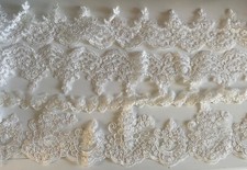 Bundle 4.18Meters ivory bridal lace trim floral embroidered tulle lace trimming
