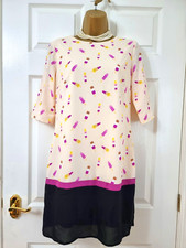 Sugarhill Boutique Ice Lolly Print Tunic Dress Size 10 Cream/Black Pink RRP £55