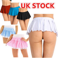UK Men Plaid Mini Skirt Sissy Gingham Crossdress Ruffled A-line Skirt Party Club