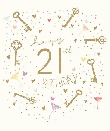 21st birthday card - key, to
