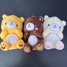 Japanese  Set of 3 Yurakawa Bears Plush (similar Rilakkuma) 