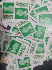 100 Green 2nd Second Class Barcode Stamps Unfranked On Paper