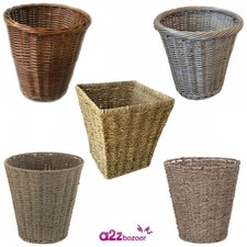 Wicker/Seagrass Waste Paper Baskets Bins for Office Bedroom Bathroom Assorted