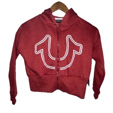 True Religion Hoodie Boys aged 7-8 years Red Full Zip Fleece Classic Casual NEW