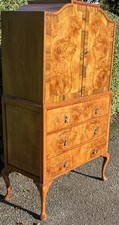 SUPERB WALNUT ART DECO TALLBOY CABINET/  HUGE STORAGE CHEST AMAZING VENEERS
