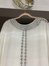 2pc White Butterfly Abaya With