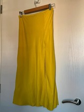 Zara Yellow Satin Midi Skirt -