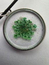 Clear Resin With Green Flower Pendant