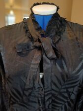 Zara - Black satin demask victorian style blouse lace/bow v-neck peplum hemline