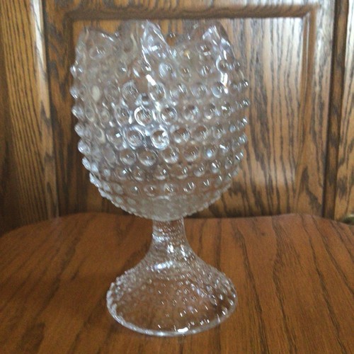 Vintage pedestal hobnail vase - hobnail,