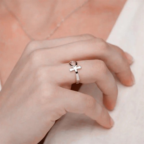 Egyptian ankh ring - ring, stainless