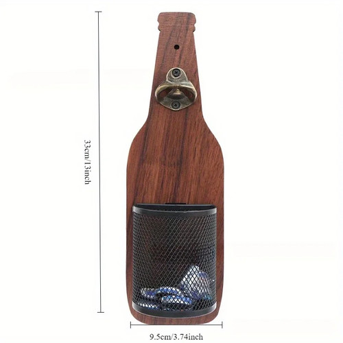 Wall mounted wooden bottle - wooden,